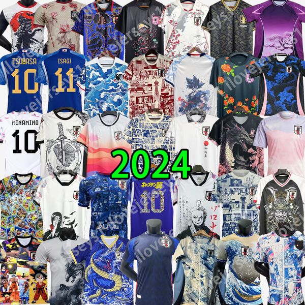 2024 Maglie di calcio Giappone Cartoon Ueda Ito Isagi Atom Tsubasa Minamino Doan Kubo Mitoma Tomiyasu Endo Nakata 24 25 Shirt da calcio uniforme giapponese T -Cinese Drago