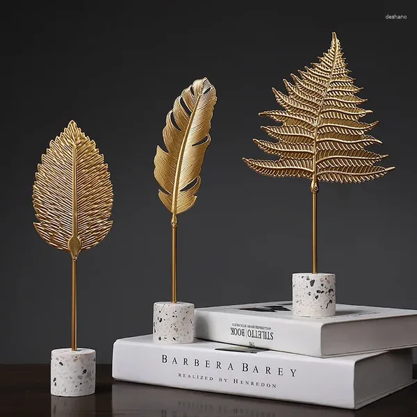Figurine decorative Decorazioni minimaliste creative armadi per vino a foglie d'oro per la casa soggiorno