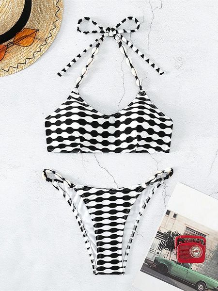 Swimwear's Swimwear XS - L Halter High gamba Bikini brasiliano Brasile femmina Swimsuit Swimsuit a due pezzi Set di costume da bagno Swiming Swim K5271