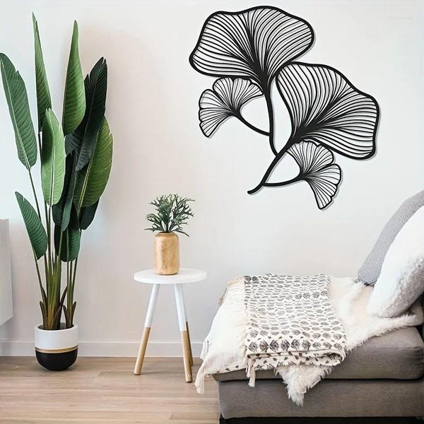 Estatuetas decorativas decoração de flores de metal ginkgo signo folhas naturais de decoração de parede moderna quarto berçário quarto quarto