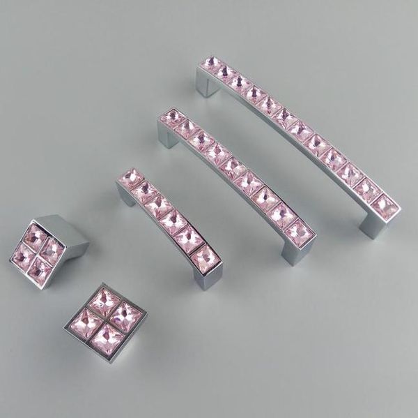 Serie di vetro di cristallo Diamond Rosa mobili manicotti per le porte del cassettiere armadio da cucina armadio per la porta dell'armadio Accesso di portata Accessore3472665