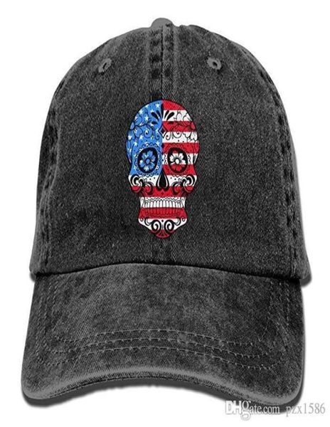 PZX Baseball Cap for Men Women Flag American Sugar Skull Women039s Cotton Regolable Jeans Cap Hat Multicolor Opzionale3536714