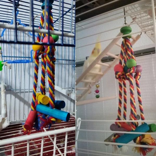 Outros suprimentos de pássaros mastigando brinquedo de brinquedo engraçado corda de algodão parrot mordida lasca resistente a cockatiels periquito Treinando brinquedos acessórios