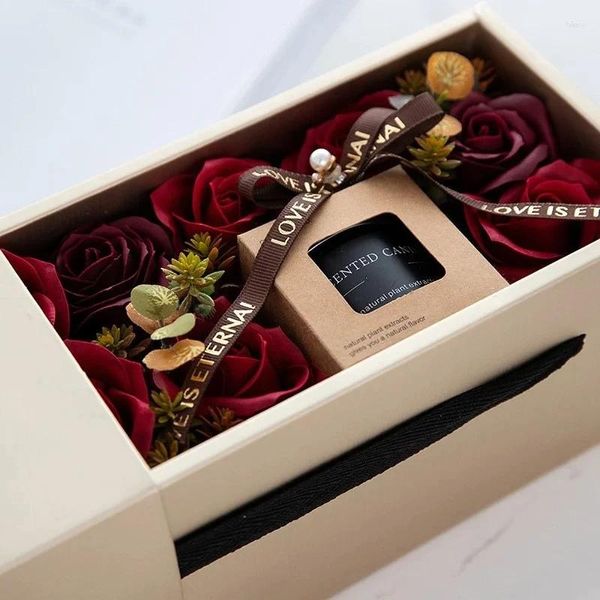Partybevorzugungen Rose mit duftendem Kerzengeschenk -Set künstliche Freundin Blumenrosen Geburtstag Hochzeit Geschenke für Gäste
