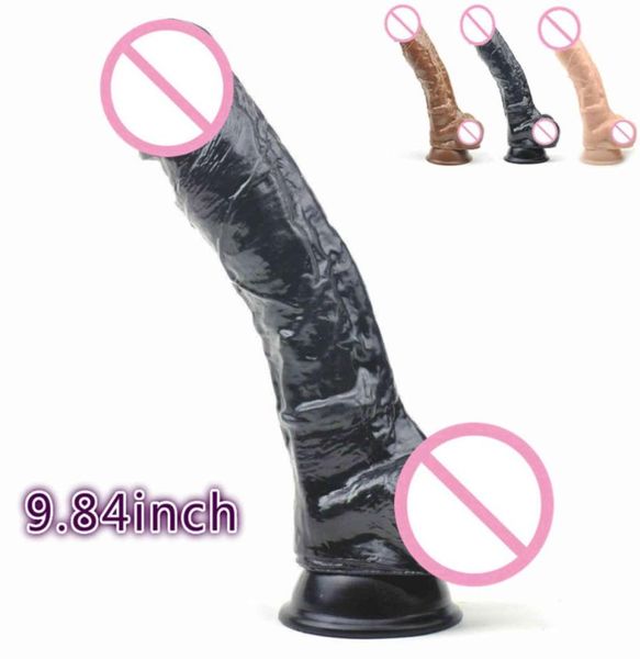 Dildo realista de carne preta com sucção copo Gspot pênis macio enorme brinquedo sexual de pau para mulheres lésbicas eróticas Produto adulto8809760