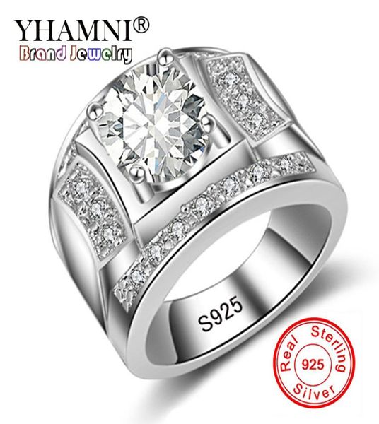 Yhamni Fashion Original 100 925 Silver Promise Engagement Anelli per coppie uomini Donne Anello nuziale Luxuria 1ct CZ Zircon Gioielli K1237260