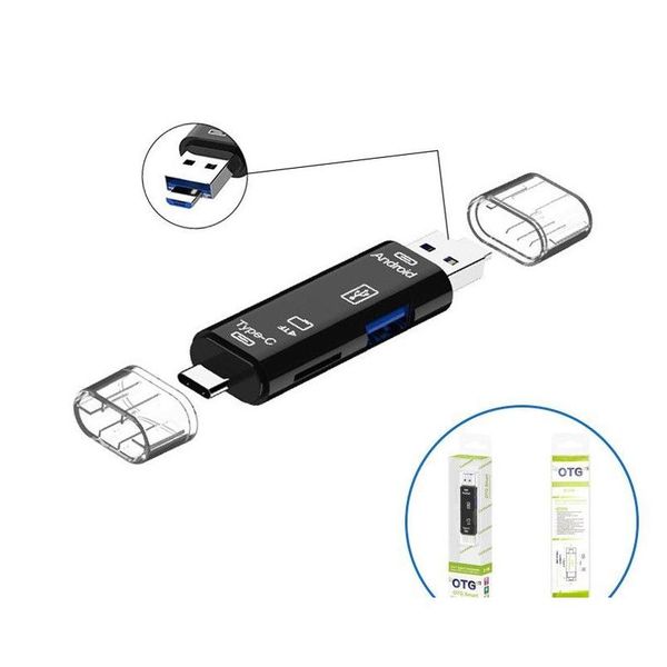 Lettori di schede di memoria con pacchetto 5 in 1 mtifunction USB 2.0 Tipo C/USB/Micro USB/TF/SD Reader OTG Adapter Adattatore Delivery OT5TV