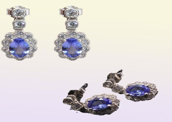 Brincos de queda de tanzanita 100 genuínos para casamento 4 mm 6 mm VVs Tanzanite Brincos de prata reais 925 Brincos de tanzanita de prata para 5313583