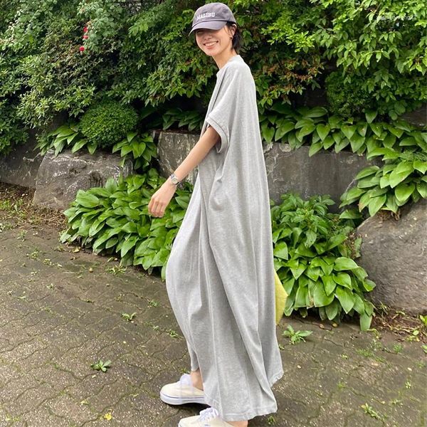 Abiti per feste Summer Casual Batwing Sleeve O Neck T-shirt sciolto Slim overtized Driver Sold Dress for Women X477