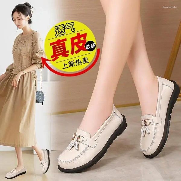 Scarpe casual pompe transfrontaliere mamma autentici mocassini in pelle taglie forti da donna piattaforma