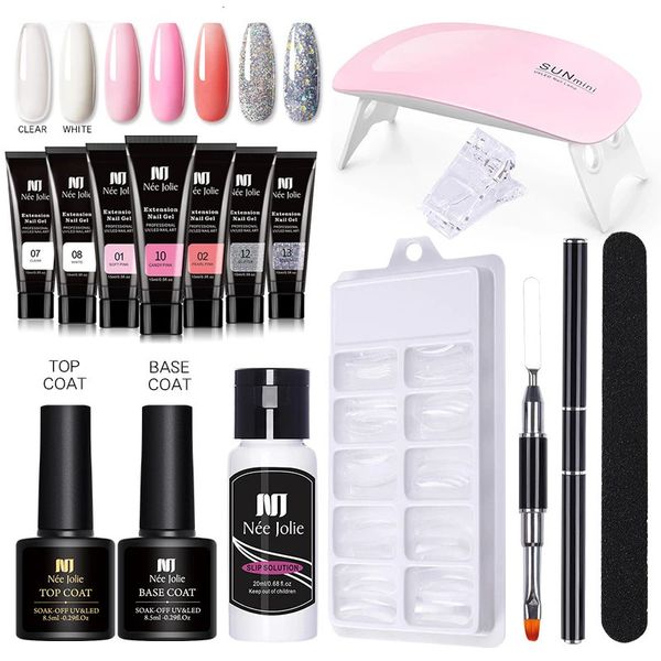 Poly -Nagel -Gel -Set mit 6W Leduv Lampe Full Manicure Quick Extension Kit Gebäude Polygel für Kunstwerkzeug 240430