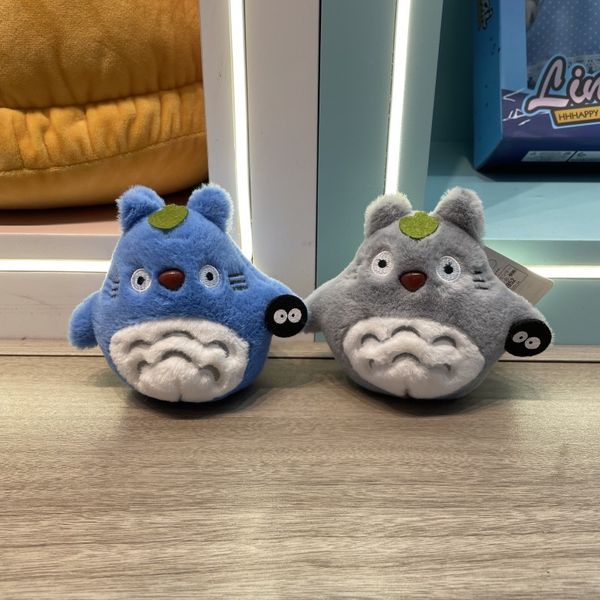 Schöner Totoro Anhänger Keychain Cartoon Plüsch Spielzeug Blau grau Totoro Schlüsselkette süßer Doppel -Rucksack -Charm Charm Chaart Keychain