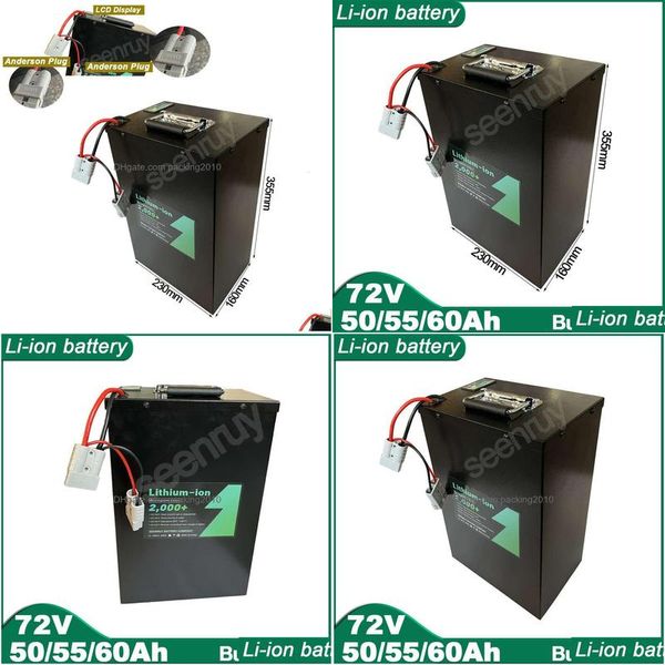 Batterien 72V 50AH 55AH 60AH Li-Ion mit Ladegerät Lithium Polymer Akku perfekt für Fahrradfahrrad E-Bike Motorrad Elektromotorrad Scooter d Dhel0