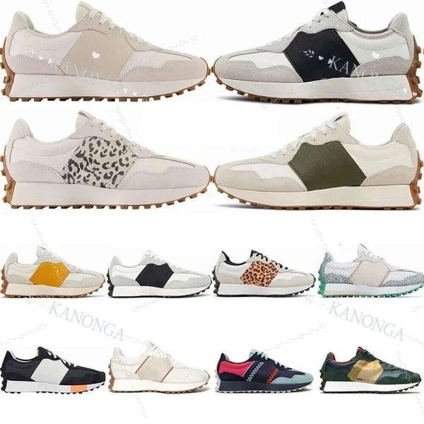 Nuove scarpe da corsa 327 da 327 uomini da donna con scarpe designer di scarpe leopardate blu skateboard blu bianco grigio chiaro kaki scarpe casual sneaker 327 allenatori