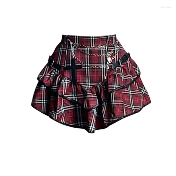 SKIRTS VINTAGE VINTAGE PLAID Bolo Rock rock curto steampunk menina mini y2k grunge festy sexy goth acessórios emo cena inferior