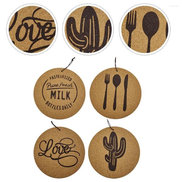 Yastık 4 PC Sup Tutucu Cork Coasters İçecekler Masa Ahşap Tahta Plakası Mat Ofis Masası