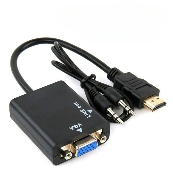Compatível com HDMI para cabo adaptador VGA para PS4 1080p Adaptador Computador Mesma tela PC Audio Cable Jack TV Caixa