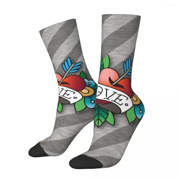 Calzini da uomo hip hop vintage ahoy love cuori pazzo compressione unisex doodle art street style modello stampato da equipaggio stampato calzino