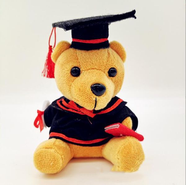 Doutor de 4 polegadas Graduado Bear estudantes universitários Presente Pingente de brinquedo de pelúcia