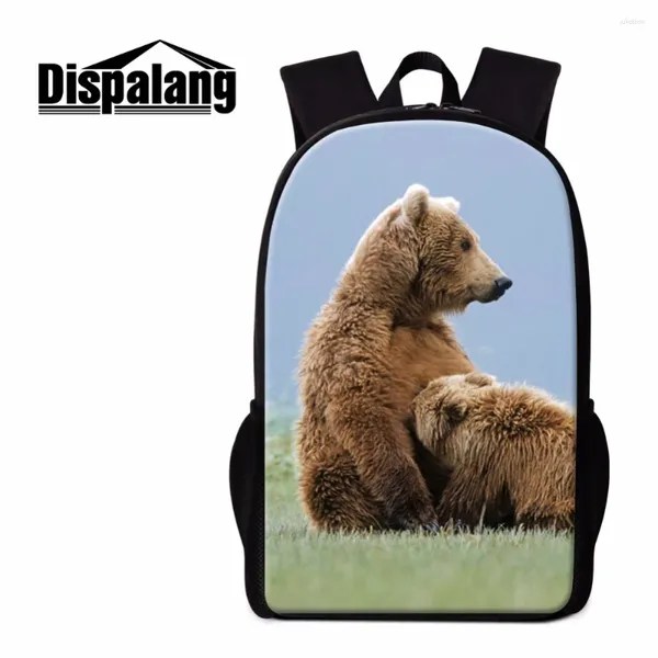 Mochila Dispalang Urso para crianças Bolsa de padrões de padrões de animais fofa