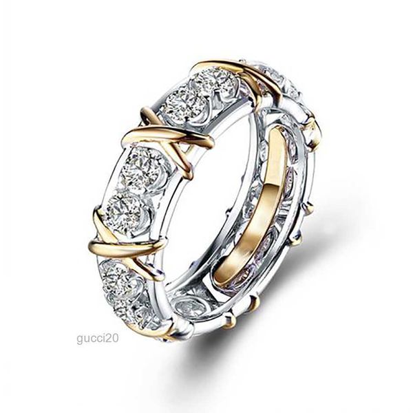 Ringdesigner für Frauen Luxusringe Kreuzverbindung mit Volldiamant Zirkonia Herren Juwelier Mann Frauen kostenlos Shipping Gold Plated Ra4g