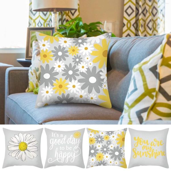 Conjunto de travesseiros de 4 18 x Couch Bed Sunflower Decor Covers Tampa do Sono Silk Trophase capuz