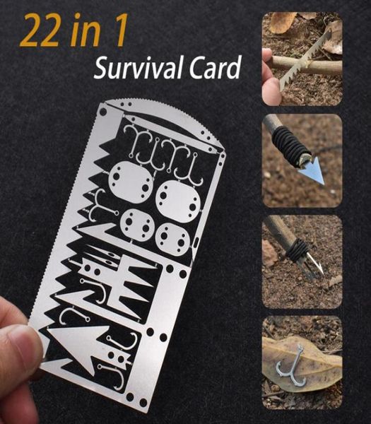 Kit EDC 22 in 1 carta di credito per attrezzatura da pesca Multitool Attrezzatura da campeggio per esterni Strumenti di sopravvivenza a caccia di emergenza 3876202