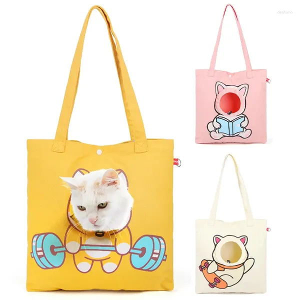 Katzenträger 1PC Haustier Outdoor -Träger Handtasche Tasche Cartoon gedruckt für Hunde Katzen Reisen Reisen atmungsaktiv bequeme Vorräte