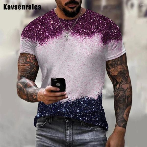 Herren-T-Shirts Sommer Mode Bunt Glitzer 3D Printed Men T-Shirt Unisex Casual Trendy Oversize Kurzarm Tops 6xl