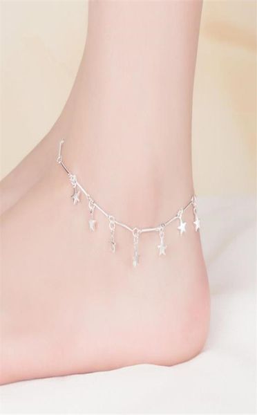 2021 Kofsac New Fashion 925 Sterling Silver Chain Anklets for Women Party Charm Star Ankle Bracelets Gioielli di gioielli carini Giochi Girl H6098598