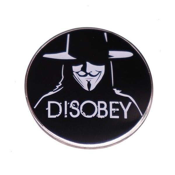 V para vingança pino de esmalte Guy Fawkes Anonymous Mask Insignia Broches Broches Decoração de jóias de crachá