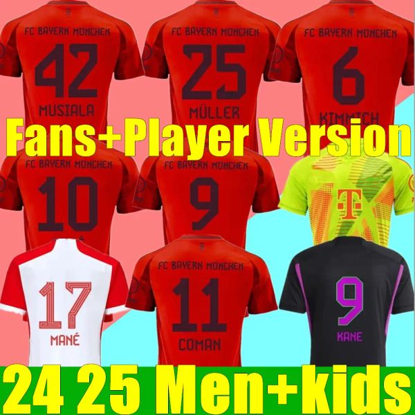 23 24 25 Futbol Formaları Bayern Sane Kane Musiala Kimmich Münih Muller Davies Coman 2023 2024 2025 Futbol Gömlek Goretzka Gnabry Minjae Jersey Erkekler Çocuk Kiti Seti