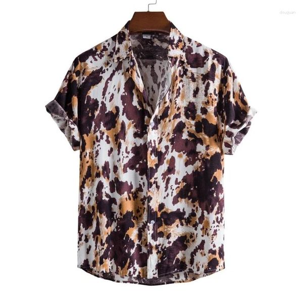 Camicie casual da uomo hawaiano camicia oversize abbigliamento alla moda con macchie di stampa leopardo molto modello sugli scaffali