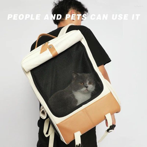 Transportadores de gatos que saem da bolsa de ombro de avelã Latte Latte Backpack de cachorro de grande capacidade