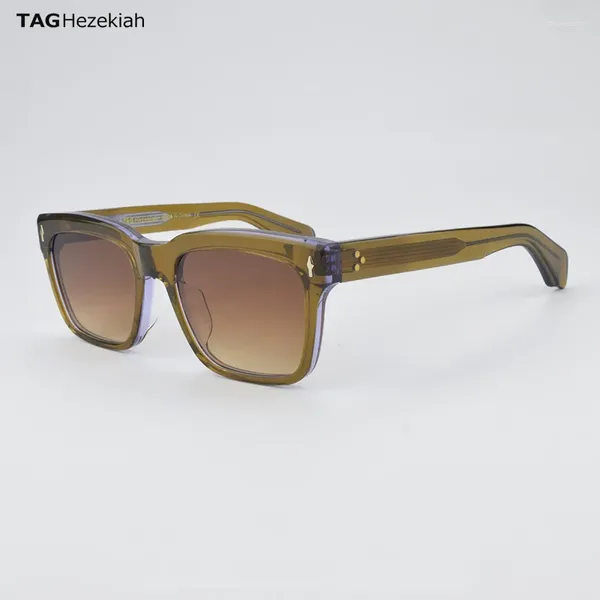 Occhiali da sole giapponese giallo giallo /blu polarizzazione quadrata uomini acetato originale UV400 classico designer marchio Eyewear 2024