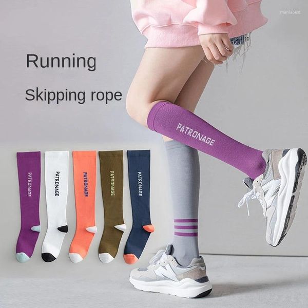 Frauen Socken Kompression Sport Middle Tube Modefitness Elastizität Schlaftbein Kälber Socken Yoga Muskelsenergie JK Knie hoch