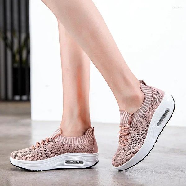 Scarpe casual Mesh Donne Vulcanizzate Sneaker Sneakers Piattaforma Flat Ladies Maresini allacciati Sport Spicchi traspiranti Walk