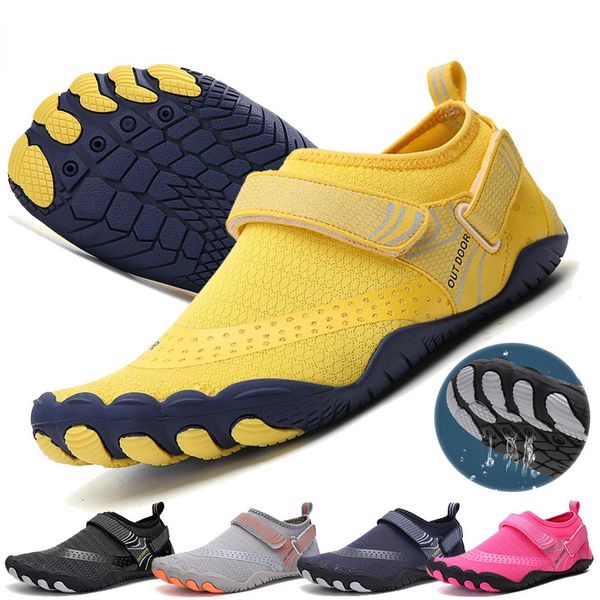 Mens Sapatos de água feminino Lavagem de sapatos esportivos Dreneração de sapatos aqua descalço Aqua Sapatos de fitness de secagem de ioga Sandálias de natação de oceano 240425