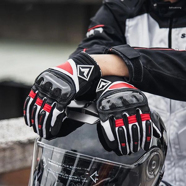 Guanti ciclistici moto motocicletta a fingercreen fullscreen in fibra di carbonio protezione protettiva esterna e corse di guida traspirante e leggera