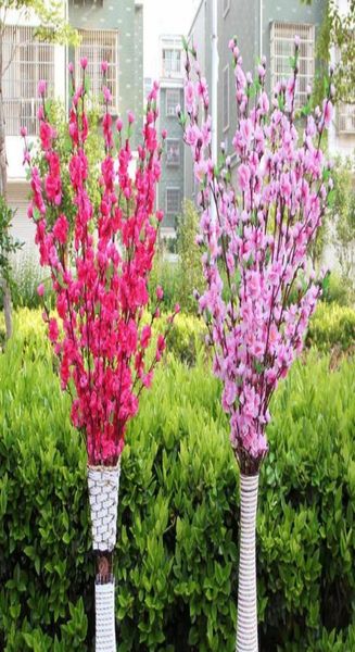 100pcs Artificial Cherry Spring Plum Peach Blossom Branch Silk Flower Tree for Wedding Party Decoration White Red Amarelo Rosa Colo2980602