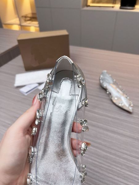 Transparent Damen High Shoes Dress Schuhe Professionelle Pumpe Klassiker Hollow Flat Schuhe High Heels Leder Sexy Spitze Abend Spitzenbox 35-43