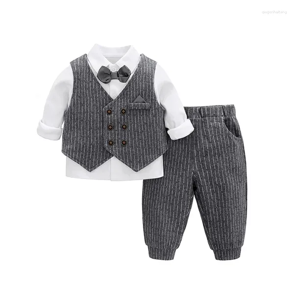 Roupas conjuntos de meninos ternos de garotos cavalheiros smoking thir thame calça de terno de trajes 3 pcs