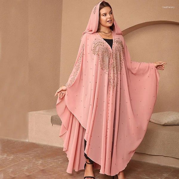Ethnische Kleidung Muslim Abaya Dubai Kapuze Afrikanische Partykleid für Frauen Kaftan Perlen Chiffon Islamische Gottesdienst Mode Mode