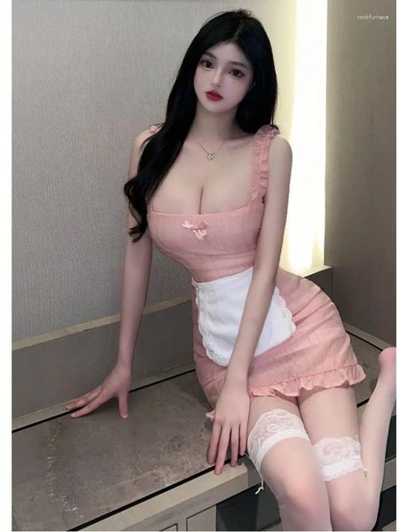 Parti elbiseleri sıkı kayış pembe hizmetçi seksi kız askı kadın yaz elbisesi olgun ve zarif mizaç Japon saf aşk feminino 1p9c