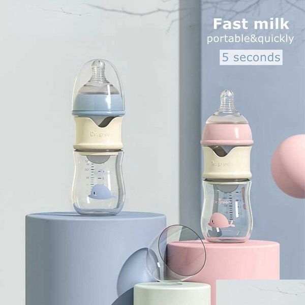 Maminadas de bebê 5 segundos Material de garrafa de vidro PPSU Wide Fing Anti-Colic Treinamento de leite recém-nascido e acessórios de alimentação DA OTVPL