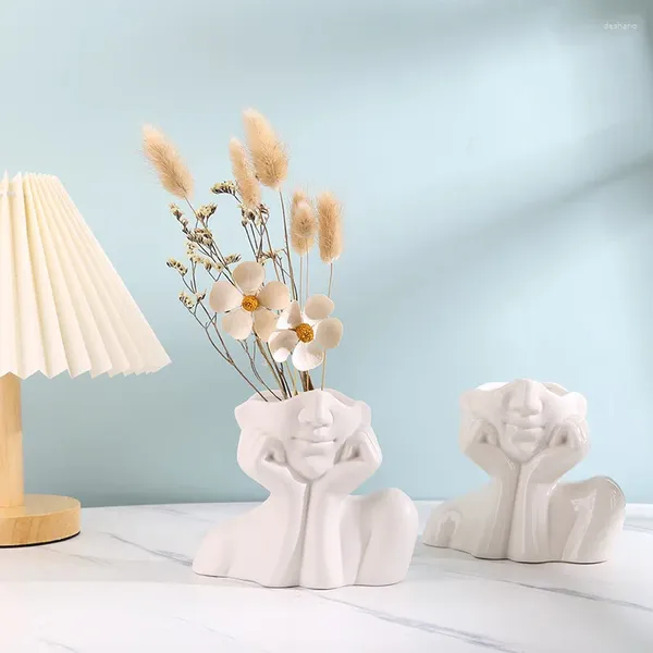 Вазы Nordic Улыбающаяся ваза фигура керамическая креативная цветочная магазин ресторан