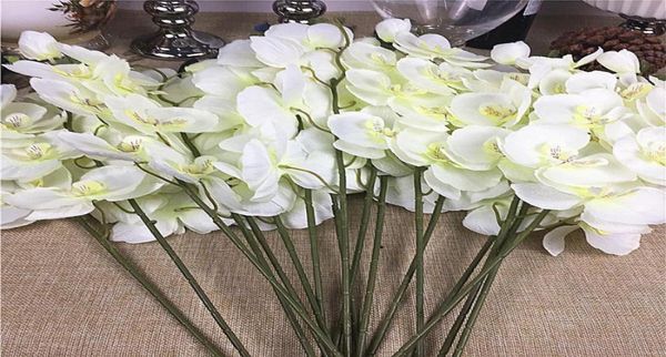 20pcslot Целая белая орхидея ветви искусственные цветы для свадебной вечеринки орхидей дешевые цветы8162692
