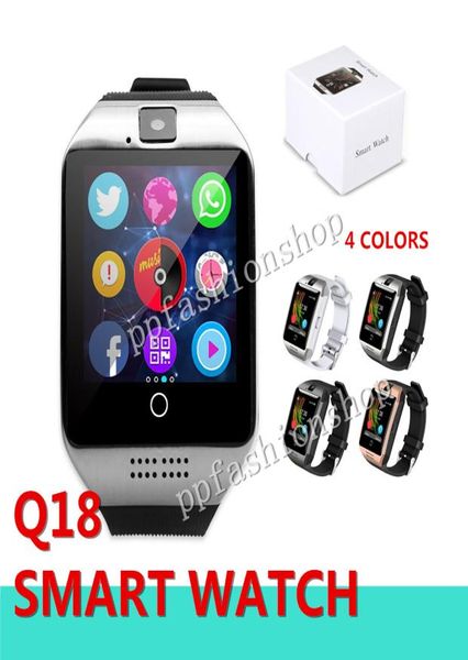 Q18 Bluetooth Smart Watch Suporte SIM CARTA NFC CONEXÃO SABELA SMINTE SMINTE PARA ANDROID SMART POMPEL com PACOTO RETANGLE2432268