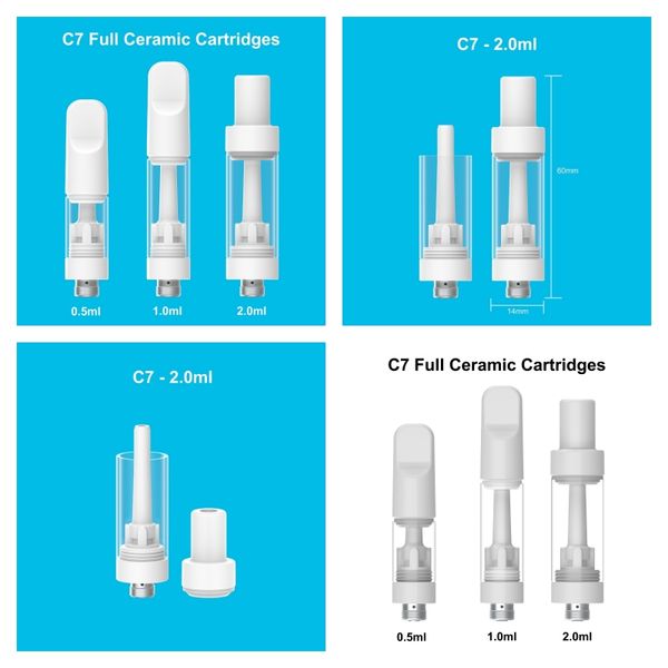 AUTUNE CARTUGHE FULLE IMINI 2,0 ml 2G 2,0 grammi di cartucce ceramica a bobina ceramica 510 carrelli a vaporizzazione a vaporizzazione vuoto dispositivo atomizzatore a prova di perdite per filo vape penria