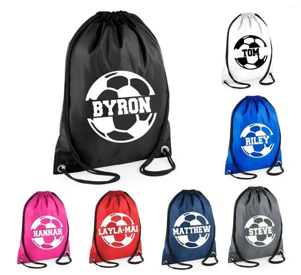 Envolva de presentes Bolsa de futebol personalizada Impressão de ginástica PE Kit Sack Sports Kids Drawstring School Phys Ed